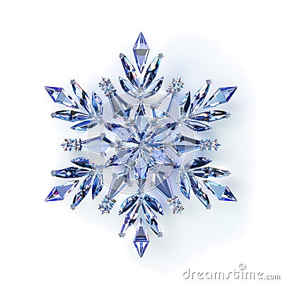 Crystal snowflake 3d rendering side view isolate Stock Photo