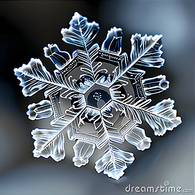 Crystal Snowflake Macro Shot, Made with Generative AI Stock Photo