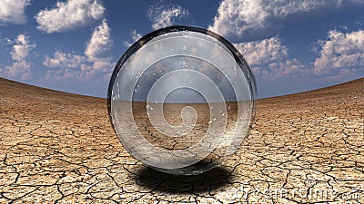 Crystal Sphere in desert Stock Photo