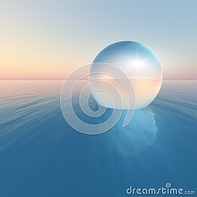 Crystal Sphere Floating Sunrise Stock Photo