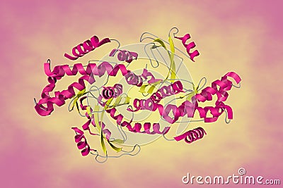 Crystal structure of human phosphatidylinositol 4-kinase III beta in complex with ligand 44. 3d illustration Cartoon Illustration