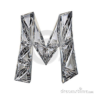 Crystal triangulated font letter M 3D render Cartoon Illustration
