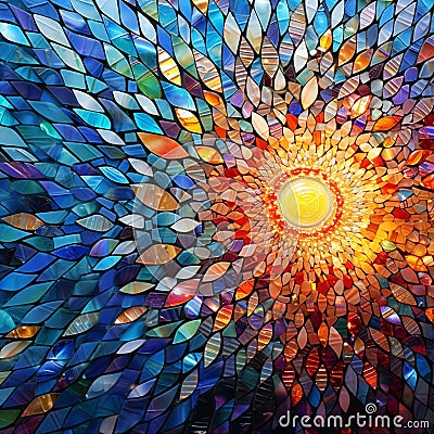 Crystal Visions: Mosaic Delights with a Twinkle of Light Stock Photo