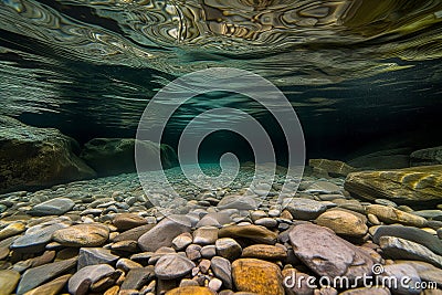 crystalclear water showcasing the rocky floor of a cave Stock Photo