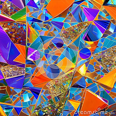 Crystaline Chaos: An abstract representation of chaos, created with sharp crystaline shapes and bold colors5, Generative AI Stock Photo