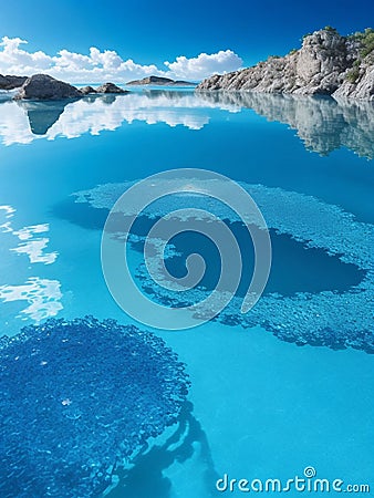 Crystaline Pools of Nirvana Serene azure . Stock Photo