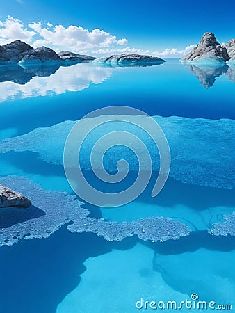 Crystaline Pools of Nirvana Serene azure . Stock Photo