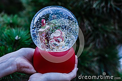 Crystall ball with snow Stock Photo