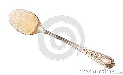 Crystalline beef gelatine in silver spoon cutout Stock Photo