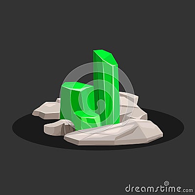 Crystals of emerald stone. Vector illustration. Vector illustration. Vector Illustration