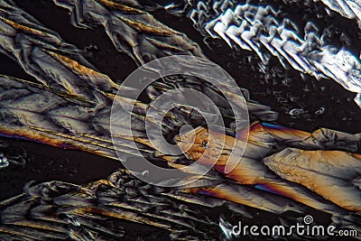 Crystals of Erythritol under the microscope Stock Photo