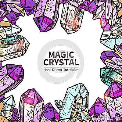 Crystals Hand Drawn Illustration Vector Illustration