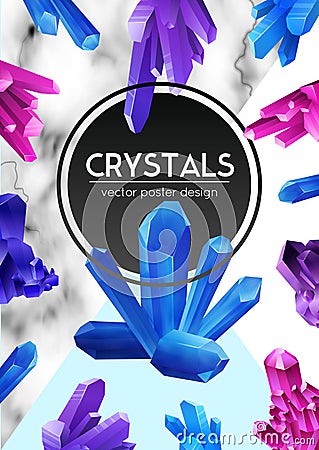 Crystals Realistic Frame Poster Vector Illustration