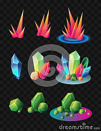 Crystals - realistic vector set of minerals Vector Illustration