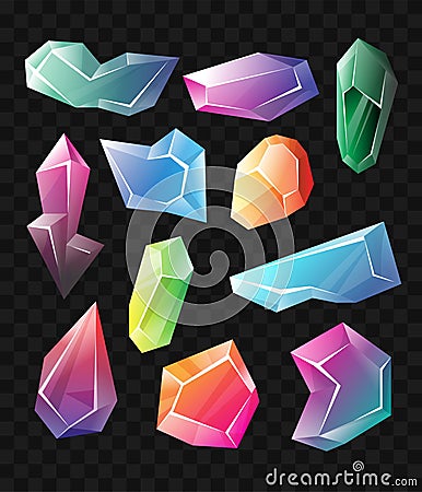 Crystals - realistic vector set of minerals Vector Illustration