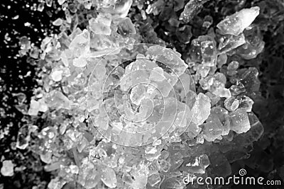 Crystals salt macro black and white Stock Photo