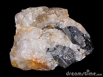 Crystals of wolframite in quartz Stock Photo