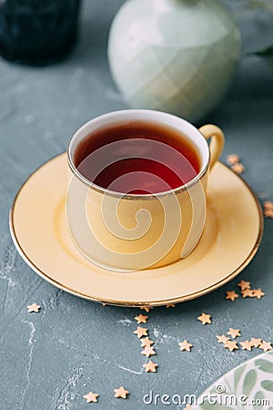 Foodstyling with tea on wooden background Stock Photo