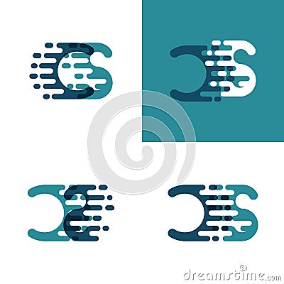 CS letters logo with accent speed in light green and dark blue Vector Illustration