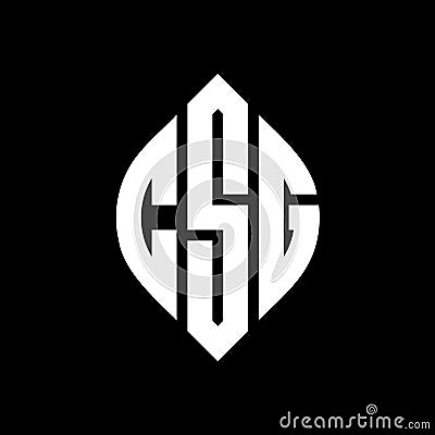 CSG circle letter logo design with circle and ellipse shape. CSG ellipse letters with typographic style. The three initials form a Vector Illustration