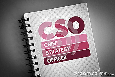 CSO - Chief Strategy Officer acronym on notepad, business concept background Stock Photo