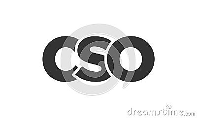 CSO logo design template with strong and modern bold text. Initial based vector logotype featuring simple and minimal typography. Vector Illustration