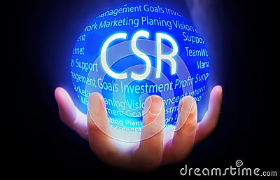 CSR globe blue background plan color Stock Photo