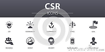 CSR simple concept icons set. Contains Vector Illustration