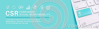 CSR-Social Responsibility Web Banner Icon Set and Web Header Ban Vector Illustration