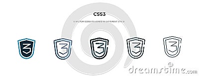 Css3 icon in different style vector illustration. two colored and black css3 vector icons designed in filled, outline, line and Vector Illustration