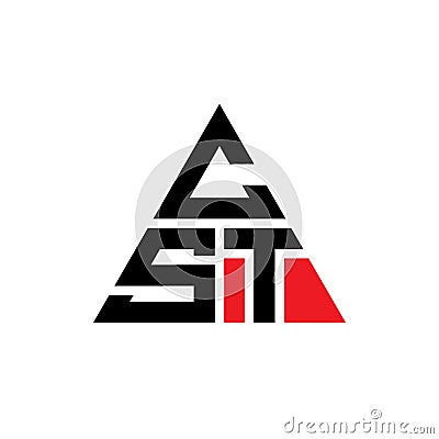 CST triangle letter logo design with triangle shape. CST triangle logo design monogram. CST triangle vector logo template with red Vector Illustration