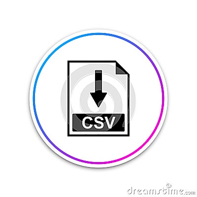 CSV file document icon. Download CSV button icon isolated on white background. Circle white button Vector Illustration