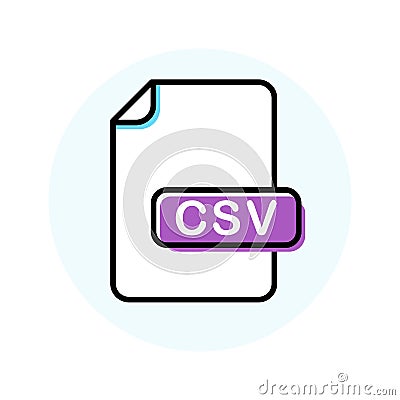 CSV file format, extension color line icon Vector Illustration