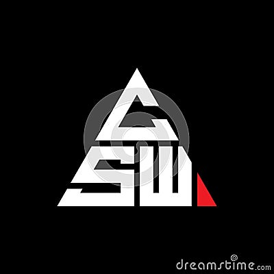 CSW triangle letter logo design with triangle shape. CSW triangle logo design monogram. CSW triangle vector logo template with red Vector Illustration