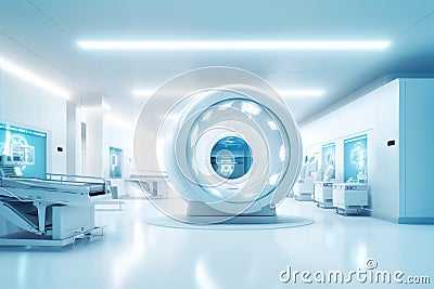 CT Scan. Magnetic Resonance Imaging Machine. Computerized Axial Tomography Scan. X-ray Computed CAT Medical and Science Equipment Stock Photo