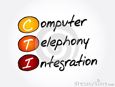 CTI - Computer Telephony Integration acronym, technology concept background Stock Photo