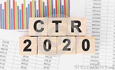 CTR 2020 word written on wood block. Faqs text on table, concept Stock Photo