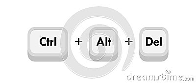 Ctrl alt del computer keyboard buttons combinations. Hotkeys combination for delete. Vector illustration Vector Illustration