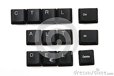 Ctrl + alt + delete from keyboar keys Stock Photo