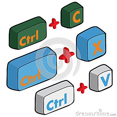 Ctrl C, Ctrl V, Ctrl X keyboard buttons, copy and paste and cut key shortcut. computer icons, Stock Photo