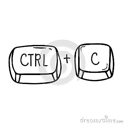 Ctrl and C keyboard shortcut vector illustration, Paste keyboard shortcut for windows devices. Ctrl C. Vector Illustration