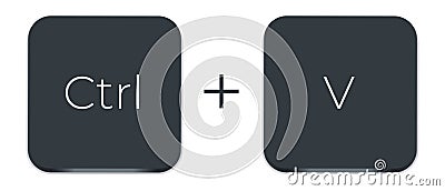 Ctrl C and Ctrl V keyboard buttons. Copy and paste key shortcuts Vector Illustration