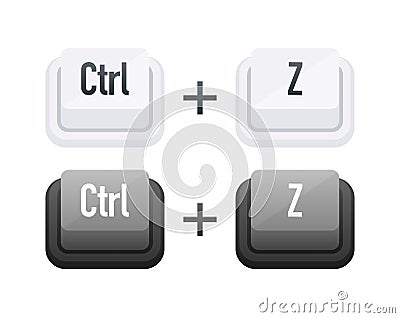 Ctrl Z Keyboard key. Shortcut keys. Hotkeys undo the last committed action Vector Illustration