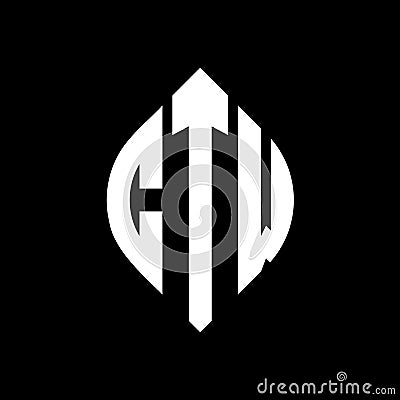 CTW circle letter logo design with circle and ellipse shape. CTW ellipse letters with typographic style. The three initials form a Vector Illustration