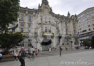 Cty Council Palace Architecture from Santander City of Cantabria region in Spain. Editorial Stock Photo