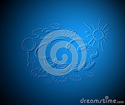 Céu do desenho da mão com nuvens e sol. ilustração do vetor ... Désign sol Desenho