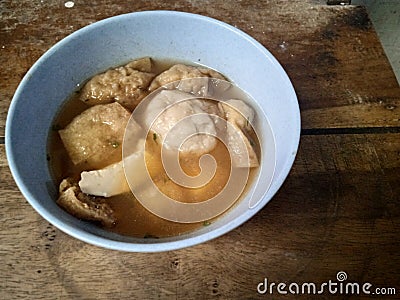 Cuanki meatballs with sauce served in a bowl Stock Photo