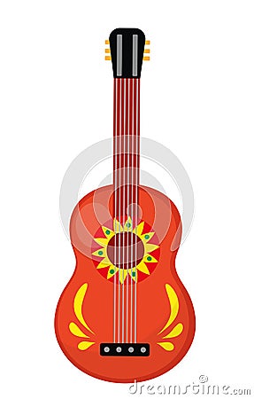 Cuatro guitar icon, flat style. Mexican musical instrument. Isolated on white background. Vector illustration, clip-art. Vector Illustration