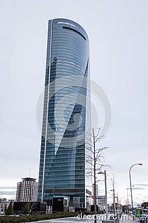 Cuatro Torres Business Area (CTBA) building skyscrapers, in Madrid, Spain Editorial Stock Photo