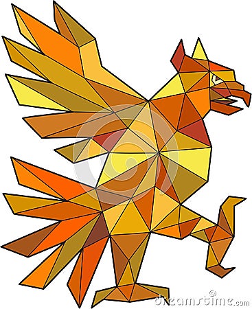 Cuauhtli Glifo Eagle Fighting Stance Low Polygon Vector Illustration